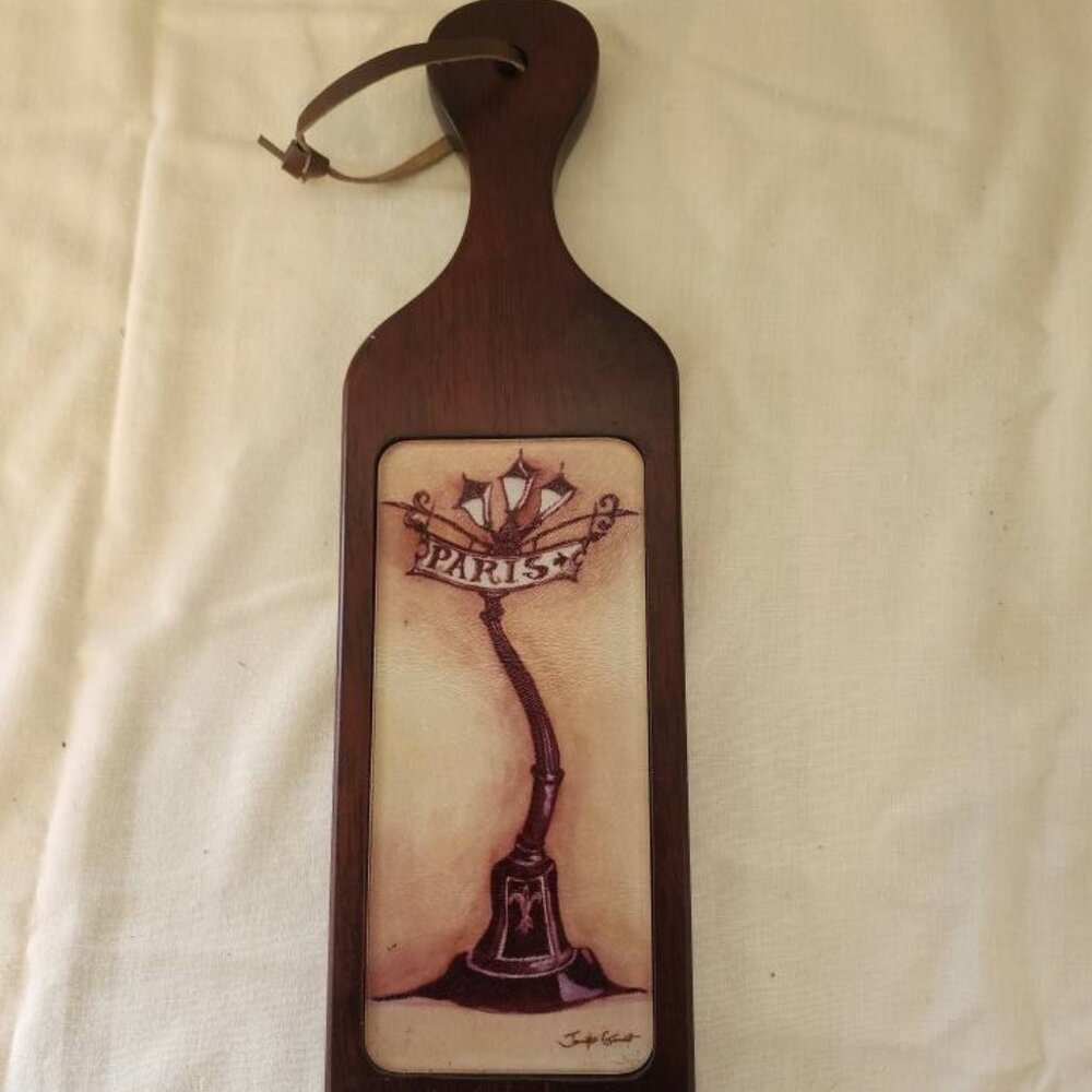 Decorative Paris Paddle Cheese Cutting Board